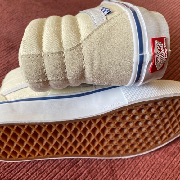 Brand new VANS Sk8 Hi leather cream and white high tops Womens size 8, Mens 6 - Picture 5 of 9